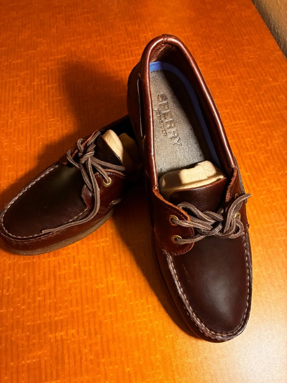 Sperry Chestnut Brown Leather Boat Shoes NEW W/O BOX - Picture 1 of 5
